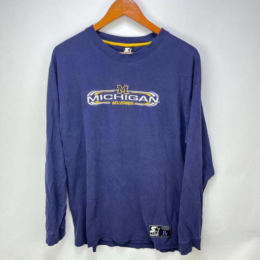 Vintage 90s Starter Michigan Wolverines Long Sleeve Shirt